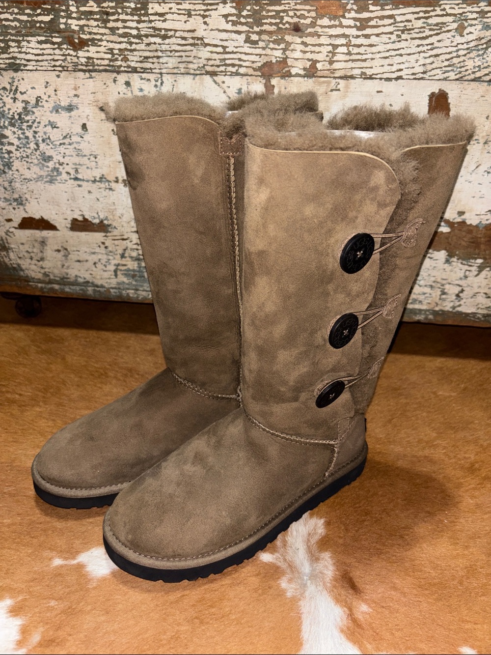 UGG Tall Button Suede Boots - Taupe